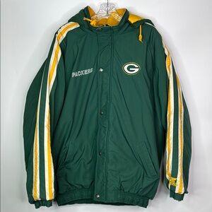 Vintage Starter Green Bay Packer Full Zip Hooded Jacket Size XL